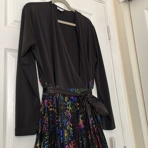 LuLaRoe Black and Blue Plunge Neck Wrap Dress